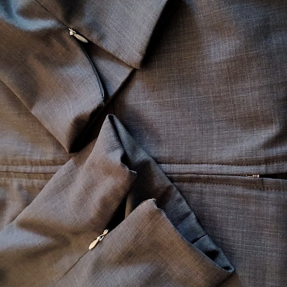 Amanda Smith Blazer Jacket Gray Size 22 W Zip Front Long Sleeve  Classic Office - Picture 9 of 12